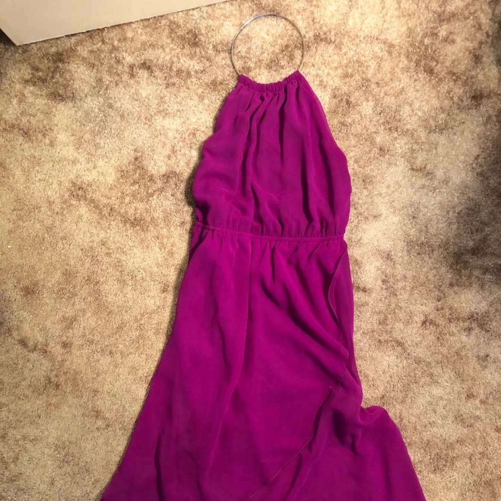 Magenta Halter High-Low Cocktail Dress